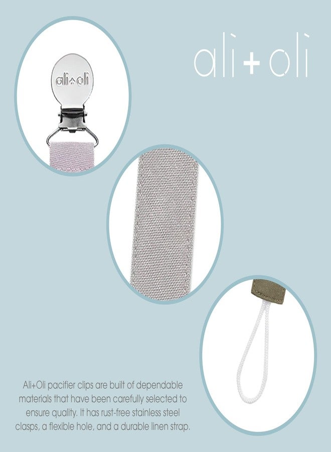 Ali+Oli Linen Strap Pacifier Clip (Sky) Set of 3 (10" x 1") Baby Pacifier Holder for Newborn Pacifiers & Teethers, Binky Clips, Silicone-Free Pacifier Clips - Image 3